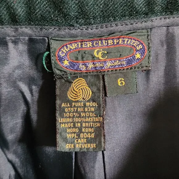 Vintage Charter Club Petites by Jane Justin Womens Wool Skirt Suit Green Size 4P - Picture 13 of 13